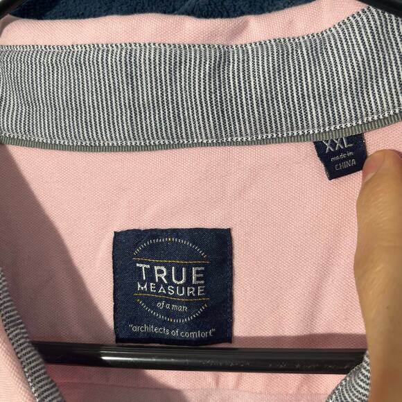 True Measure Casual Short Sleeve Premium Cotton Pink Dress Shirt Mens Size XXL - Picture 2 of 6